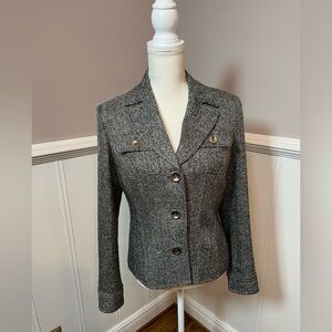 Jones New York Signature Gray Tweed Jacket Blazer Coat size 4